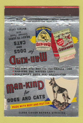Matchbook Cover - Man Kind Dog Food Cat Portland OR WORN 40 Strike