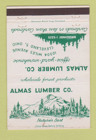 Matchbook Cover - Almas Lumber Cleveland OH 40 Strike