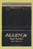 Matchbook Cover - Allen's Top o the Catch New York City WEAR 40 Strike