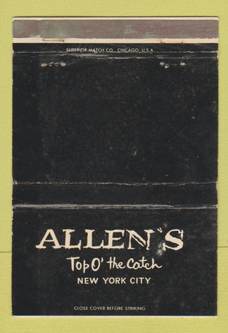 Matchbook Cover - Allen's Top o the Catch New York City WEAR 40 Strike