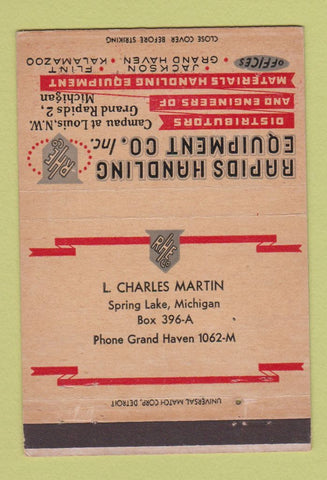 Matchbook Cover - Rapids Handling Equipment Spring Lake MI WEAR 40 Strike