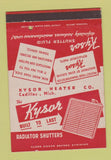 Matchbook Cover - Kysor Heater Cadillac MI Radiator Shutters 40 Strike