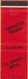 Matchbook Cover - El Dorado Hotel Sonoma CA red