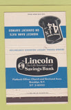 Matchbook Cover - Lincoln Savings Bank Brooklyn NY 40 Strike