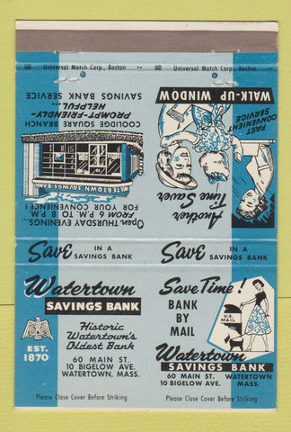 Matchbook Cover - Watertown Savings Bank Watertown MA DOUBLE PRINT 40 Strike