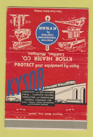 Matchbook Cover - Kysor Heater Cadillac MI temperature controls 40 Strike