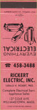 Matchbook Cover - Rickert Electric Williamstown MA pink