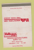 Matchbook Cover - Wells Saws Indianapolis IN 40 Strike