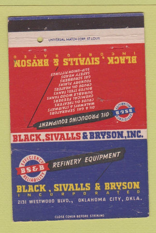Matchbook Cover Black Sivalls & Bryson Oklahoma City OK oil production 40 Strike