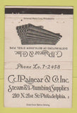 Matchbook Cover - CJ Rainear Steam Plumbing Supply Philadelphia PA 40 Strike