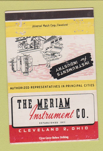 Matchbook Cover - Meriam Instrument Company Cleveland OH meters 40 Strike