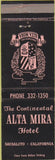 Matchbook Cover - Alta Mira Hotel Sausalito CA