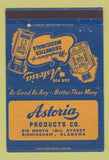 Matchbook Cover - Astoria Products Birmingham AL Cosmetics Medicine 40 Strike