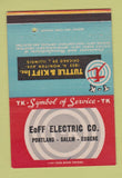 Matchbook Cover - Tuttle & Kift Eoff Electric Portland Salem Eugene OR 40 Strike