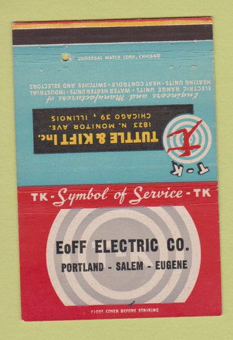 Matchbook Cover - Tuttle & Kift Eoff Electric Portland Salem Eugene OR 40 Strike