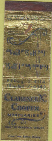 Matchbook Cover - Clarence Cooper mortuary Oakland? CA WEAR