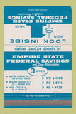 Matchbook Cover - Empire State Savings White Plains Mount Kisco NY 40 Strike