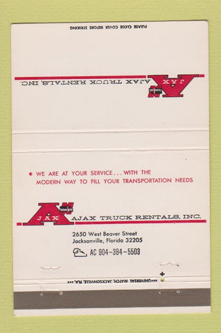 Matchbook Cover - Ajax Truck Rentals Jacksonville FL 40 Strike
