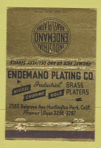 Matchbook Cover - Endemand Plating Brass Nickel Huntington Park CA 40 Strike