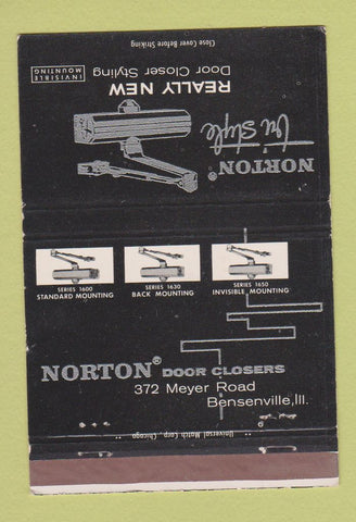 Matchbook Cover - Norton Door Closers Bensenville IL 40 Strike