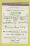 Matchbook Cover - Enterprise Federal Savings Washington DC 40 Strike