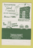 Matchbook Cover - Enterprise Federal Savings Washington DC 40 Strike