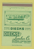 Matchbook Cover - Diecks Lumber Elizabethtown KY 40 Strike