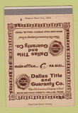 Matchbook Cover - Dallas Title and Guaranty Company TX 40 Strike