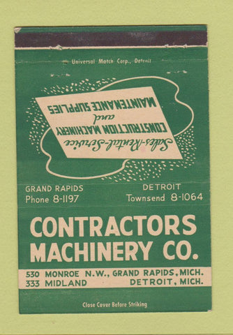 Matchbook Cover - Contractors Machinery Detroit MI 40 Strike