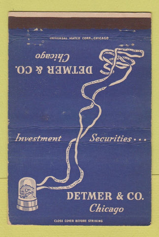 Matchbook Cover - Detmer Investments Securities Chicago IL ticker tape 40 Strike