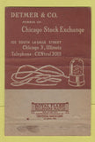 Matchbook Cover - Detmer Investments Securities Chicago IL ticker tape 40 Strike