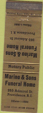 Matchbook Cover - Marino Sons Funeral Home Providence RI