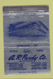 Matchbook Cover - AR Purdy Steel Tubes Lyndhurst NJ 40 Strike