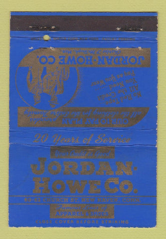Matchbook Cover - Jordan Howe Clothes New Haven CT WEAR 40 Strike
