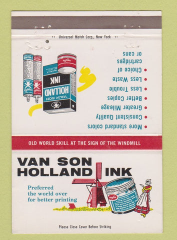 Matchbook Cover - Van Son Holland Ink Mineola NY 40 Strike