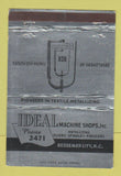 Matchbook Cover - Ideal Machine Shops Bessemer City NC 40 Strike