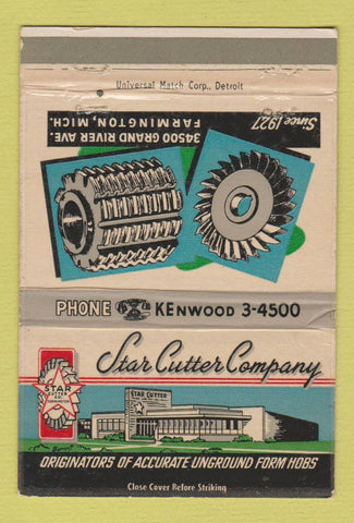 Matchbook Cover - Star Cutter Company Farmington MI WEAR 40 Strike