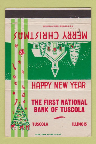 Matchbook Cover - First National Bank Tuscola IL Christmas 40 Strike