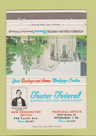Matchbook Cover - Foster Federal Savings Pittsburgh PA Stephen Collins 40 Strike