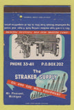 Matchbook Cover - Straker Supply Oil Well Equipment Mount Pleasant MI 40 Strike