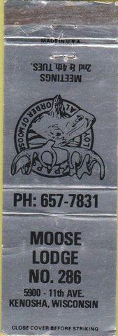 Matchbook Cover - Moose Lodge Kenosha WI