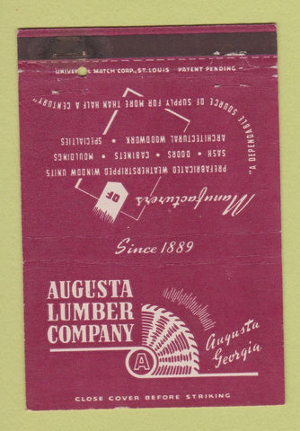 Matchbook Cover - Augusta Lumber Company GA 40 Strike