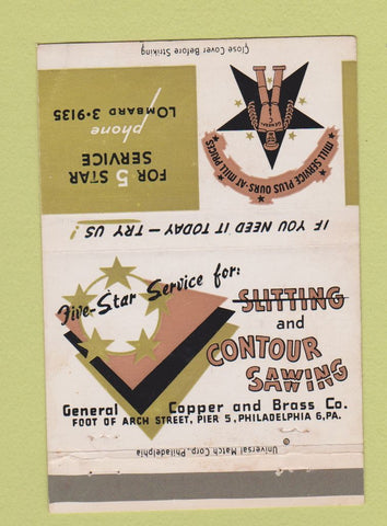 Matchbook Cover - General Copper and Brass Philadelphia PA 40 Strike