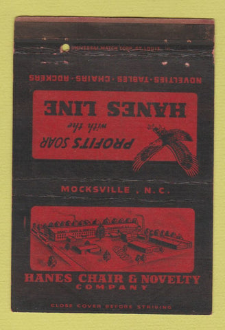 Matchbook Cover Hanes Chair Novelty Company Mocksville NC girlie WEAR 40 Strike
