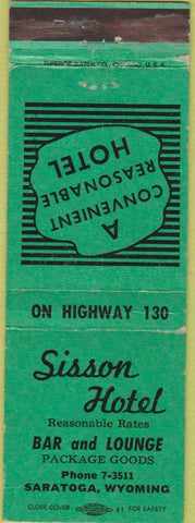 Matchbook Cover - Sisson Hotel Saratoga WY WEAR green