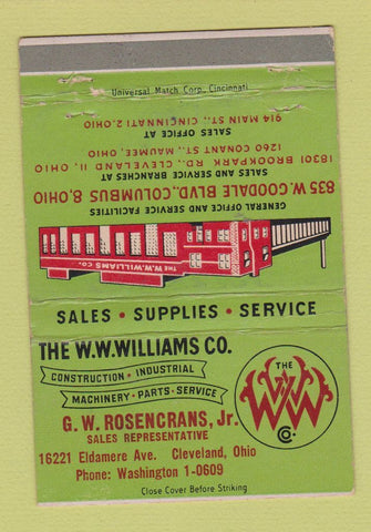 Matchbook Cover - WW Williams Machinery Cleveland OH Rosencrans 40 Strike