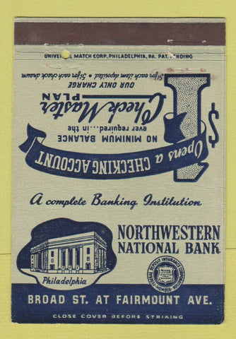 Matchbook Cover - Northwestern National Bank Philadelphia PA 40 Strike