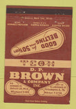 Matchbook Cover - DP Brown Belting Philadelphia PA Detroit MI 40 Strike
