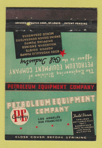 Matchbook Cover - Petroleum Equipment Co Los Angeles San Francisco CA 40 Strike