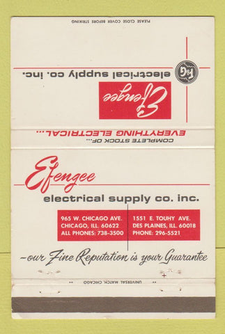 Matchbook Cover - Efengee Electrial Supply Chicago Des Plaines IL 40 Strike
